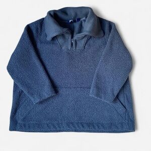 Lands' End teddy jacket quarter zip plus size women’s navy blue cozy -size 3XL